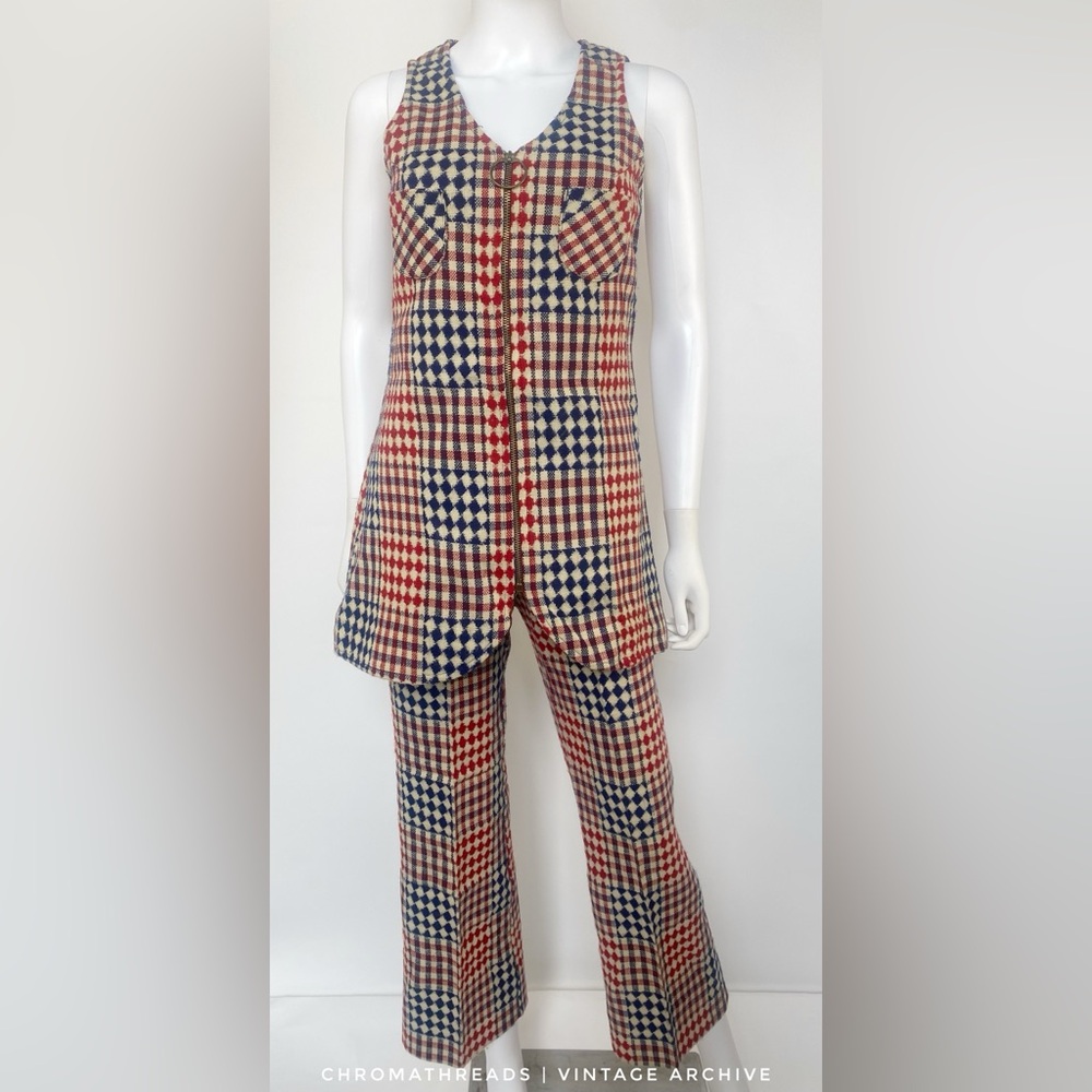 Vintage‎ late 60s-70s Little Sticks Red White & Blue Mod Wool Set, Size 5 XS/S